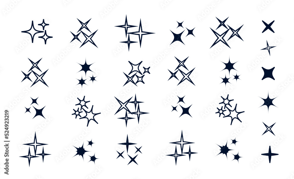 Vector set of sparkles icons. Star sparkles symbol. Star icon