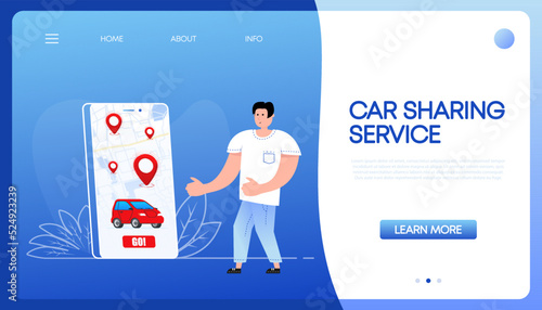 Car sharing service. Share automobile for commuting. Vector illustration.