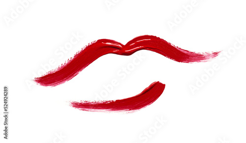 Stylized drawing of female lips painted with red lipstick  isolated on white background.