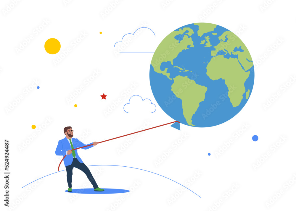 Businessman try to keep inflation balloons from rising. World inflation bubble or risks of the global economy. Demand and supply are in equilibrium. Businessman try to keep inflation balloons from rising. World inflation bubble or risks of the global economy. Demand and supply are in equilibrium.