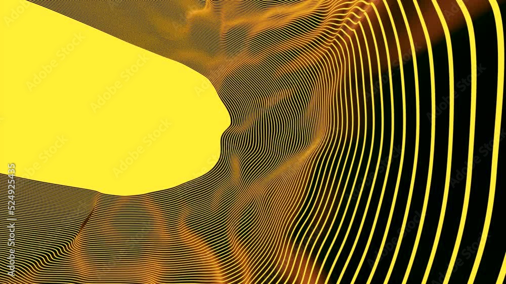 Vibrations on fabric surface from line. Design. Abstract animation with moving wavy vibrations