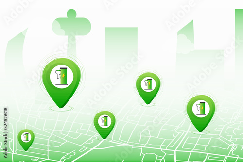 Electric vehicle charging. EV charging. Vector stock illustration