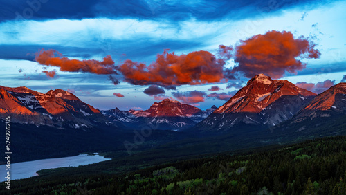 Sunrise over the peaks above Two Medicine Lake © knowlesgallery
