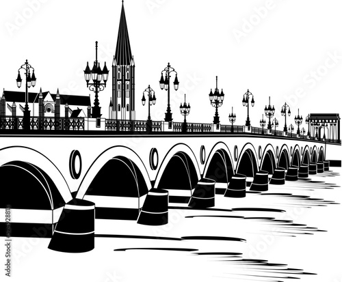 Pont de Pierre bridge in Bordeaux
