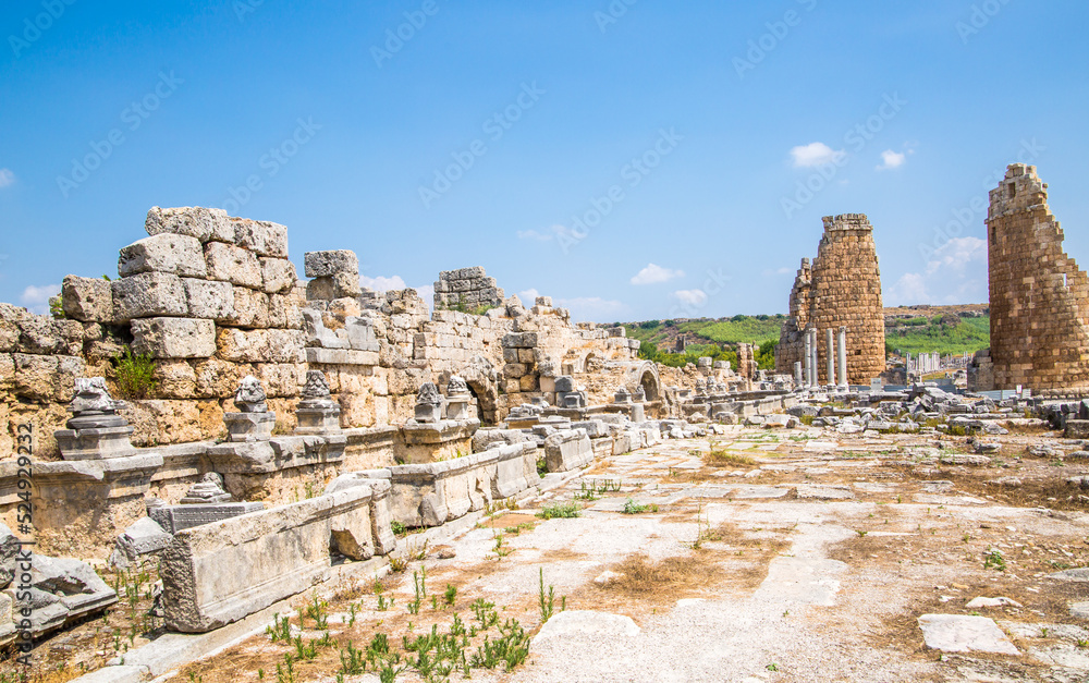Perge. Ancient romans  City Wall from the Hellenistic age. Greek colony from 7th century BC, conquered by Persians and Alexander the Great in 334 BC.