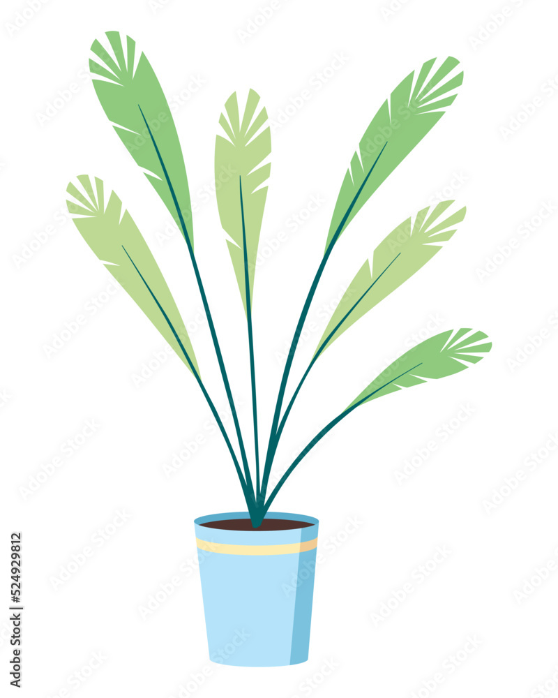 Modern office interior element. Palm tree in pot or vase. Business concept. Vector illustration in flat cartoon style Modern office interior element. Palm tree in pot or vase. Business concept. Vector illustration in flat cartoon style