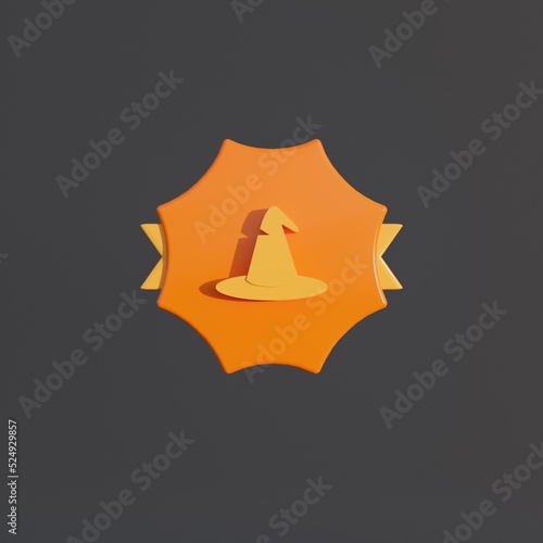 3d medal coin with witch hat icon