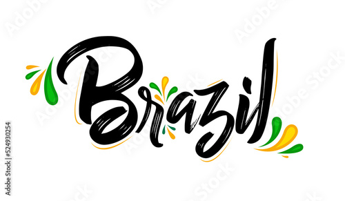 Brazil typographic design Brazilian flag colors vector illustration