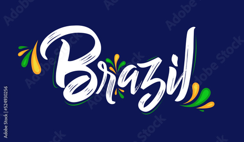 Brazil typographic design Brazilian flag colors vector illustration photo