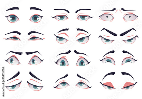 Woman face eye avatar facial emotion constructor cartoon style design element illustration collection set
