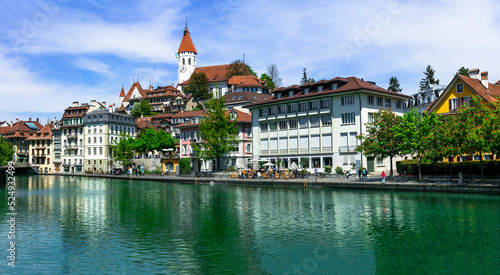 Beautiful towns and places of Switzerland - Thun town and lake