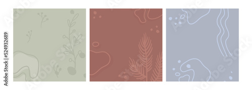 Vector abstract backgrounds with floral and organic elements. Texture design suitable for social media posts, mobile apps, banners design.