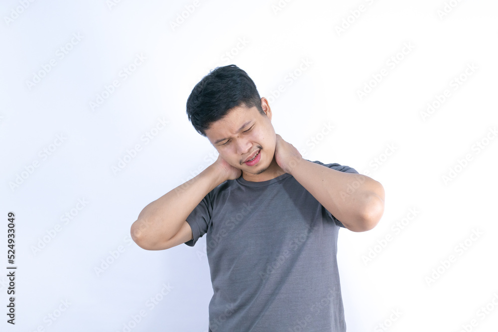 Asian men has chronic neck pain, health problems. Asian men has chronic neck pain, health problems.