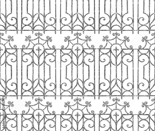 Seamless pattern from sketches of vintage decorative window grille
