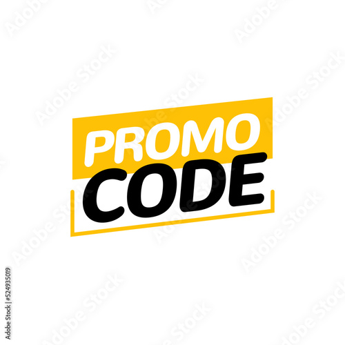 Promo code coupon price label voucher. Discount promo code digital vector promotion badge cost design background.