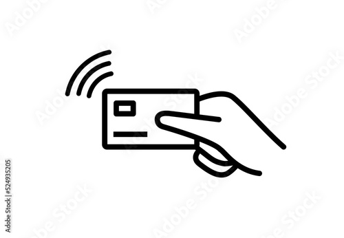 Online mobile payment icon. Digital phone pay electronic currency smartphone transaction line icon.