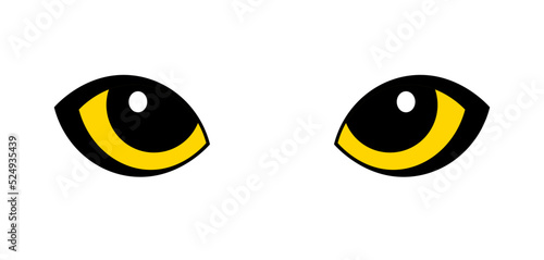 Animal eye yellow icon vector party cartoon poster. Happy halloween cat eye poster face silhouette sign.