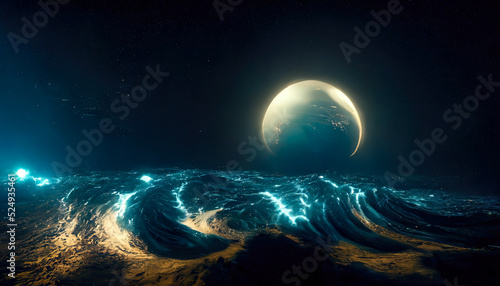 Abstract night seascape. Mo...