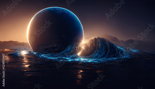 Abstract night seascape. Mo...