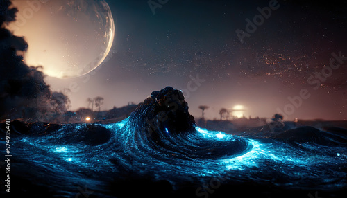 Abstract night seascape. Mo...