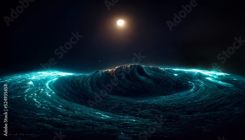 Abstract night seascape. Mo...