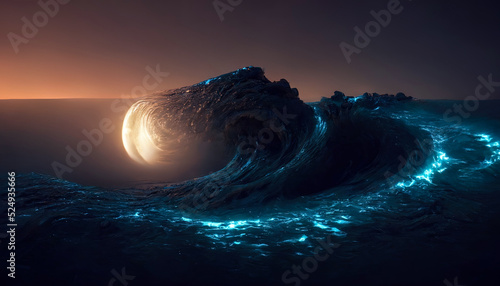 Abstract night seascape. Mo...