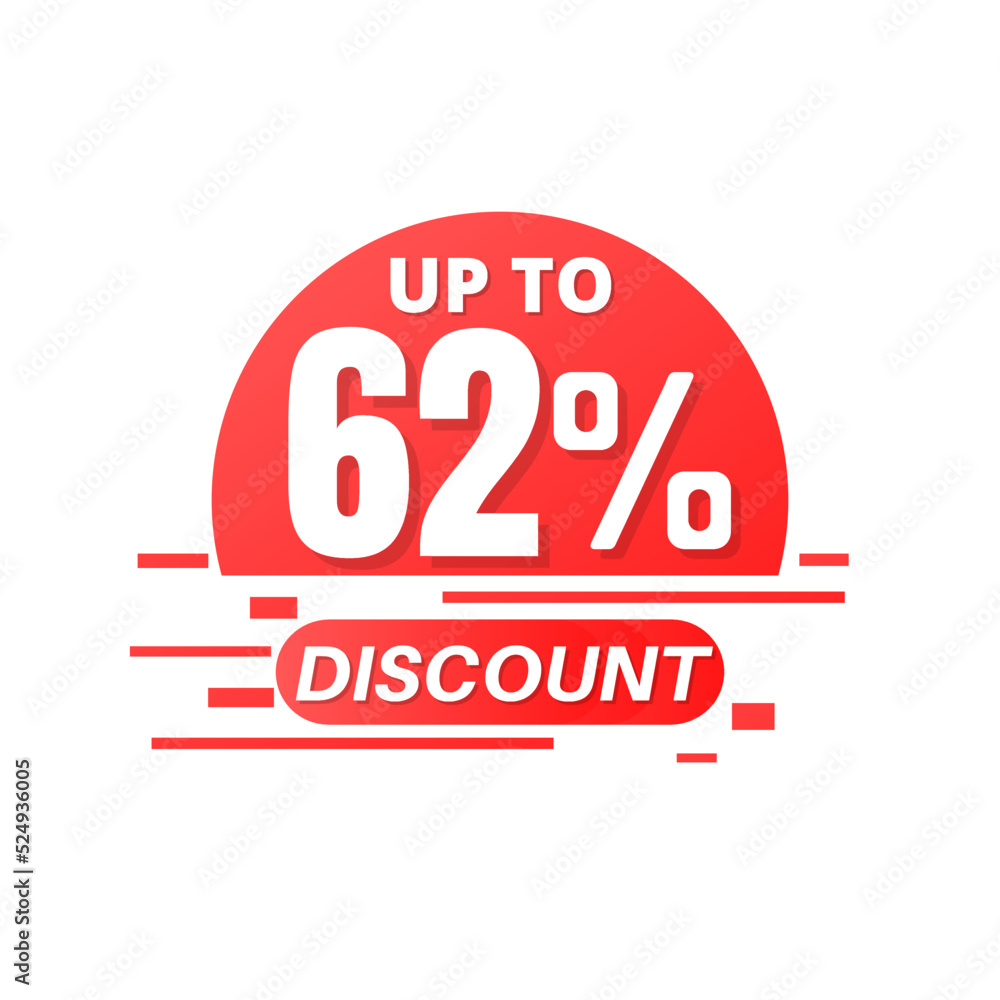 62% percent off sale. Price sign. Special offer symbol. badge tag vector illustration. Perfect design for store and sale banners up to Sixty two 62% percent off sale. Price sign. Special offer symbol. badge tag vector illustration. Perfect design for store and sale banners up to Sixty two