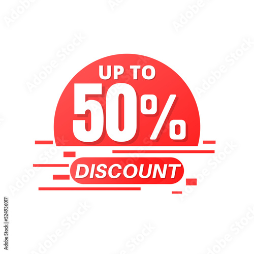 50% percent off sale. Price sign. Special offer symbol. badge tag vector illustration. Perfect design for store and sale banners up to Fifty 