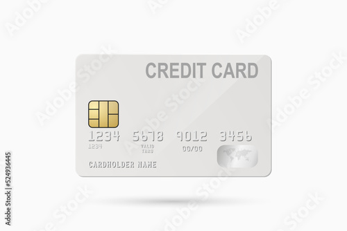 Vector 3d Realistic White Credit Card Isolated. Design Template of Plastic Credit or Debit Card for Mockup, Branding. Credit Card Payment Concept. Front View