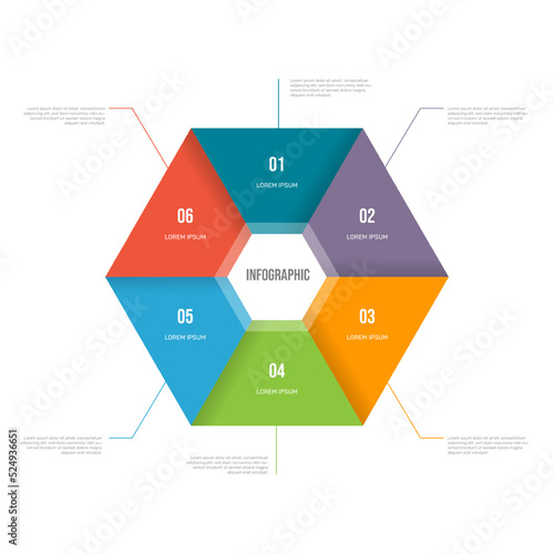 Vector infographic hexagonal. hexagonal diagram with 6 options. Can be used for chart, graph, report, presentation, web design.