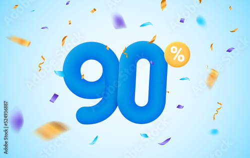 90 percent discount vector illustration 3d mega loyalty. 90 percent bonus marketing discount.