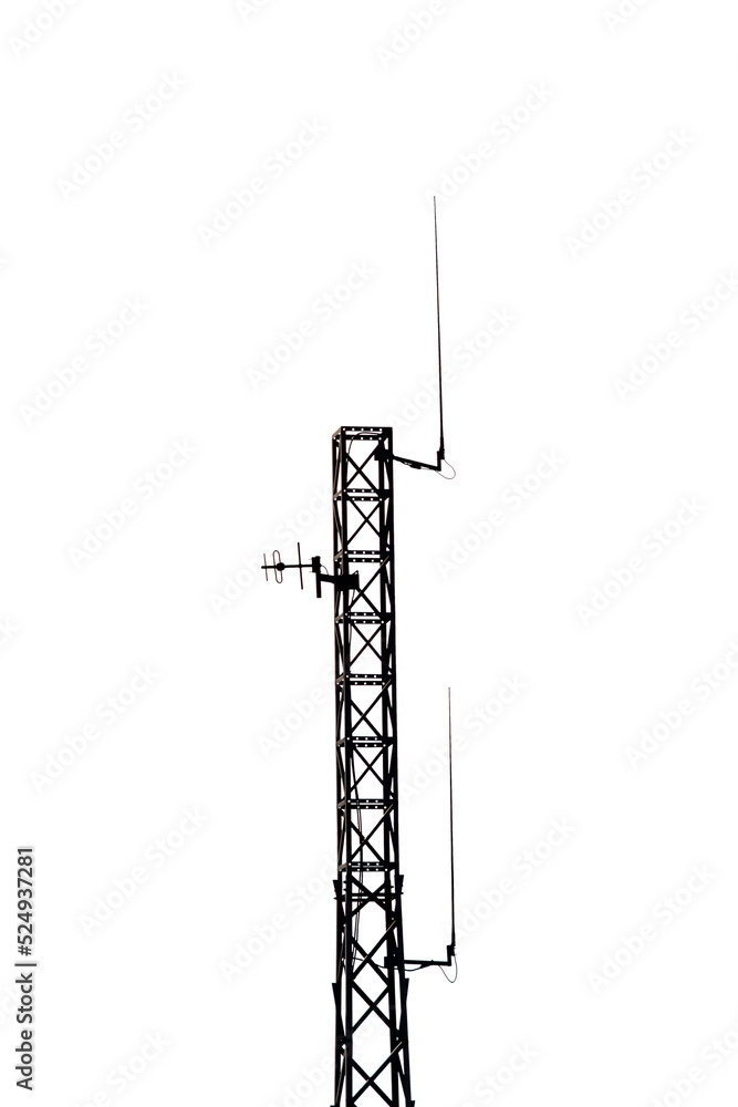 Telecommunication mast or mobile mast with antennas black silhouette isolated transparent png Telecommunication mast or mobile mast with antennas black silhouette isolated transparent png