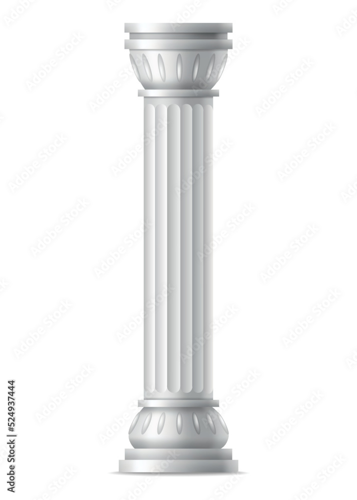 Antique column, realistic icon. Classic stone pillar of roman or greece architecture with twisted and groove ornament for facade design Antique column, realistic icon. Classic stone pillar of roman or greece architecture with twisted and groove ornament for facade design