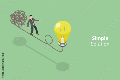 3D Isometric Flat Vector Conceptual Illustration of Simple Solution, Problem Solving