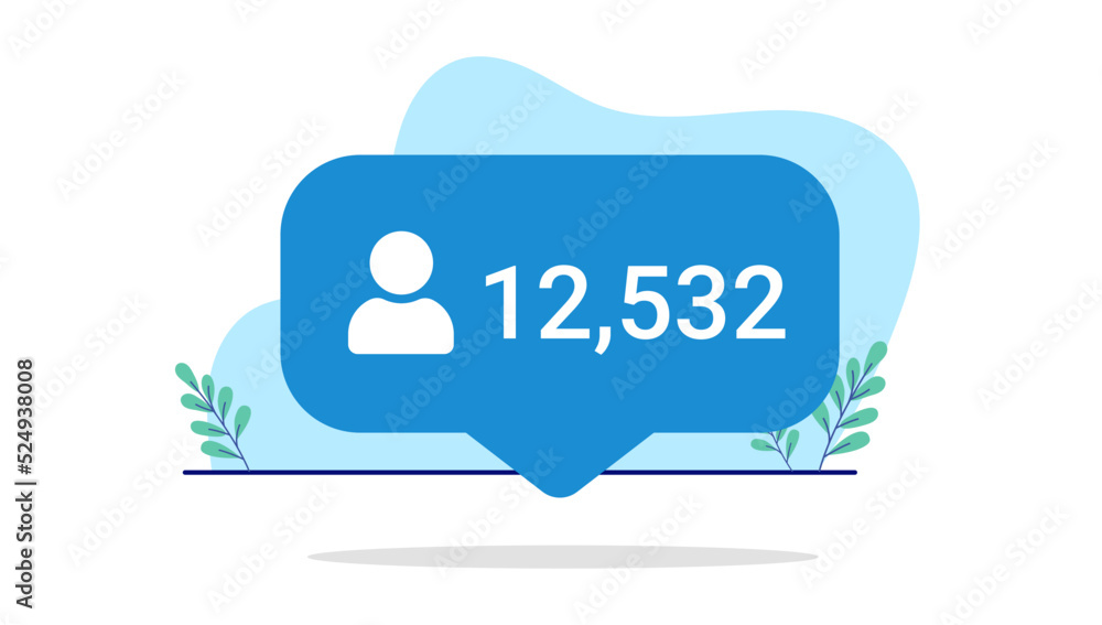 Social media users and followers - Blu bubble with showing many people following channel. Flat design vector illustration Social media users and followers - Blu bubble with showing many people following channel. Flat design vector illustration