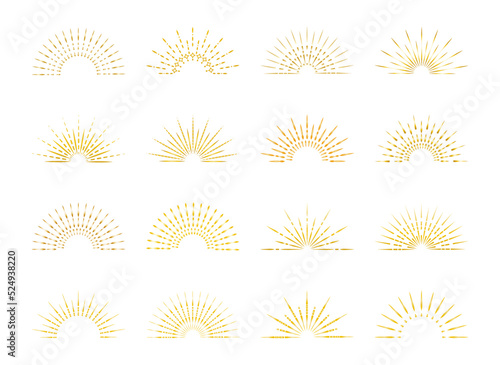 Sunburst set gold style. Sunlight logo icon emblem for your design .Vector illustration.