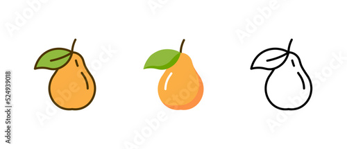 Pear vector illustration icon isolated  pear logo fruit symbol web shape icon.