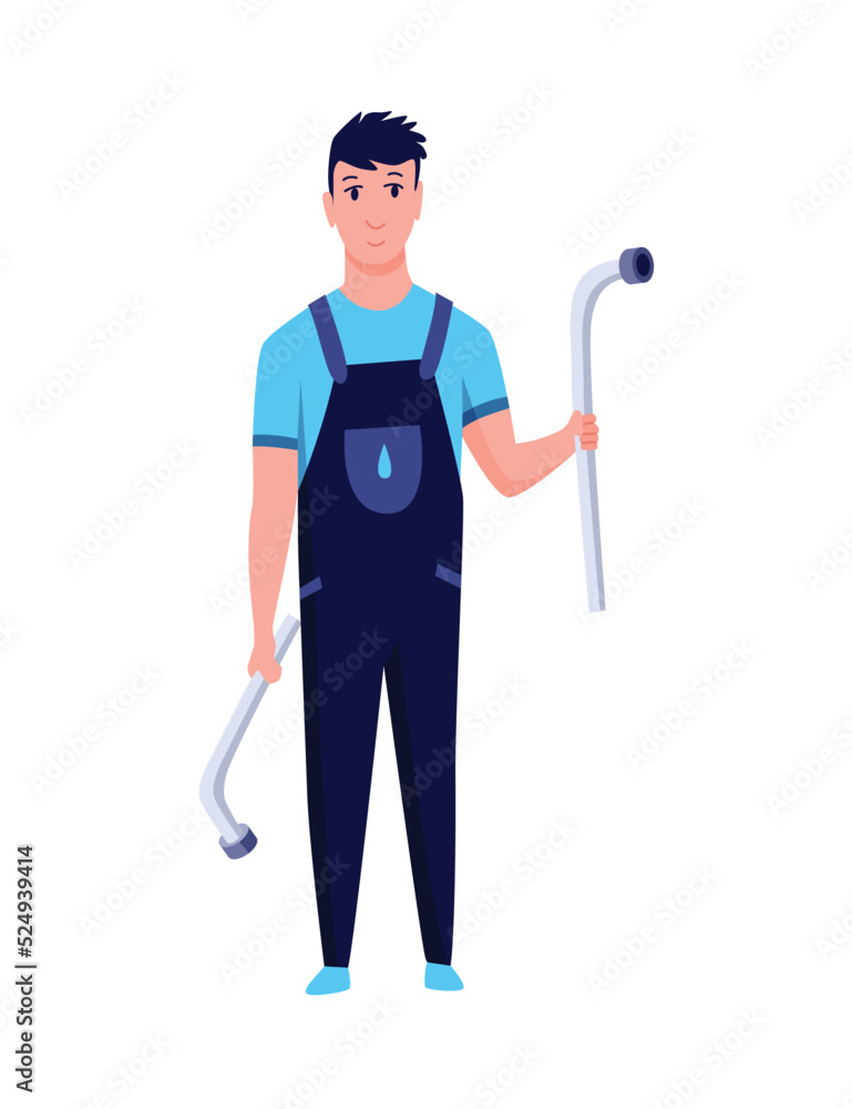 Plumber. Professional plumbing work service. Cartoon handymen repairing engineering systems with tool. Repair service and maintenance concept. Water service installing and supply Plumber. Professional plumbing work service. Cartoon handymen repairing engineering systems with tool. Repair service and maintenance concept. Water service installing and supply