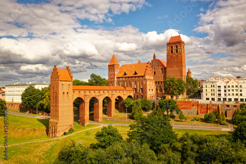 Kwidzyn Castle - Burg Marienwerder large brick gothic castle in the town of Kwidzyn, Poland, an example of the Teutonic Knights castle architecture, red bricks castle, landscape photo