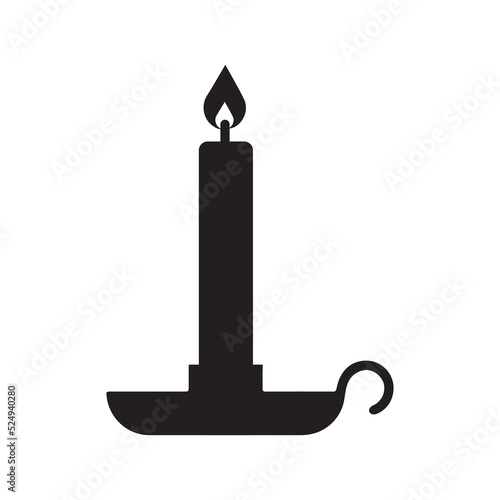 Christmas special candlestick icon | Black Vector illustration |