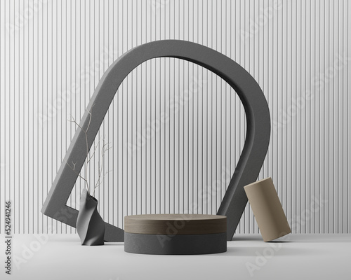 Abstract Minimal Modern Podium Platform For Product Display Showcase 3D Rendering