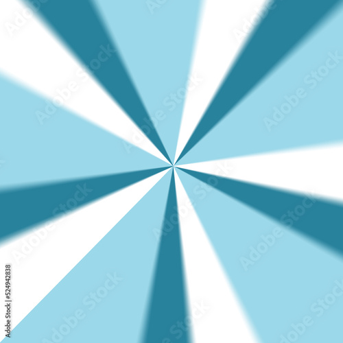 Niebiesko- białe tło, promienie, trójkąty.
