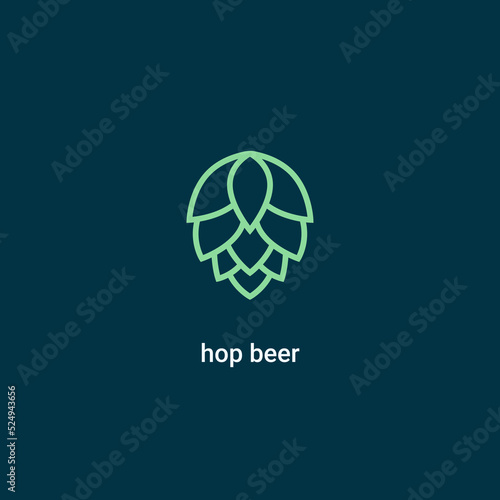 Hop icon vector beer cone pine illustration leaf art bud green decoration. Beer fresh hop logo icon isolated.