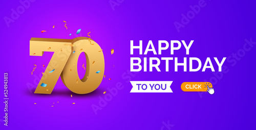 Anniversary birthday 70 years golden background. Happy vector poster 70 anniversary confetti celebration poster.