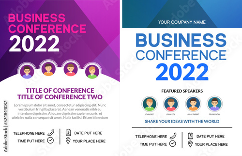 Business conference template banner design corporate seminar. Business meeting forum poster