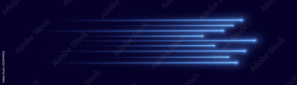 High motion speed, blue light lines, blur rays - obrazy, fototapety, plakaty 