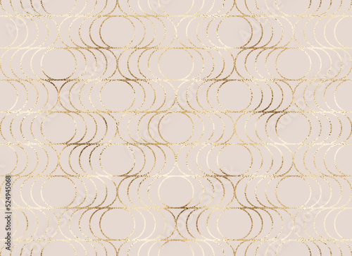 Abstract geometric seamless pattern with gold decorative horizontal stripes.