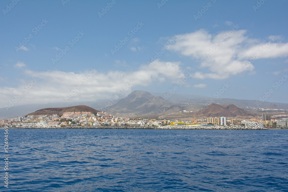 South coast of Tenerife from the sea and overlooking the city