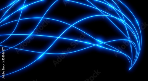 Abstract background. Beautiful colored lines. Magic sparks. Neon swirls. Glow effect. High tech. Sci Fi technology art.