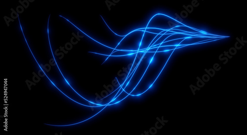 Abstract background. Beautiful colored lines. Magic sparks. Neon swirls. Glow effect. High tech. Sci Fi technology art.